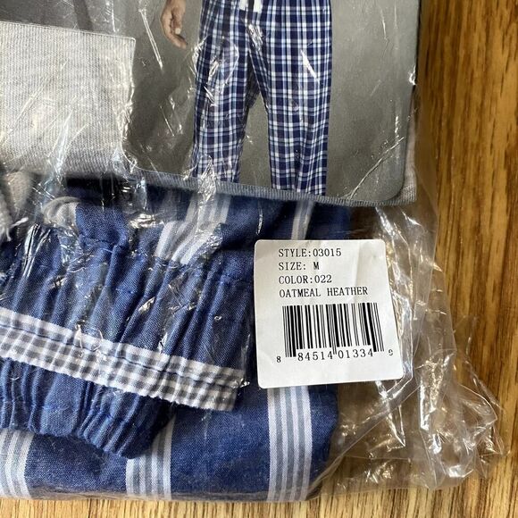 Hanes Short Sleeve Crew & Woven Pant Set Oatmeal Heather Medium - Picture 10 of 10